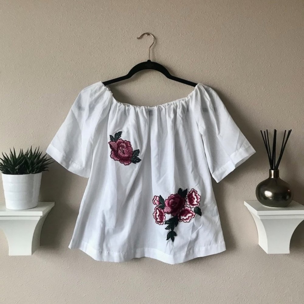 Embroidered Off-the-Shoulder Top